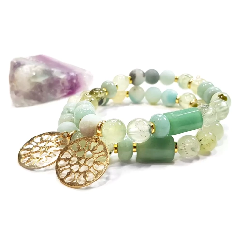 KAM804 WEBP Bransoletka awenturyn, amazonit, frenit i hematyt Magneska biżuteria z kamieni naturalnych zielone kamienie.webp