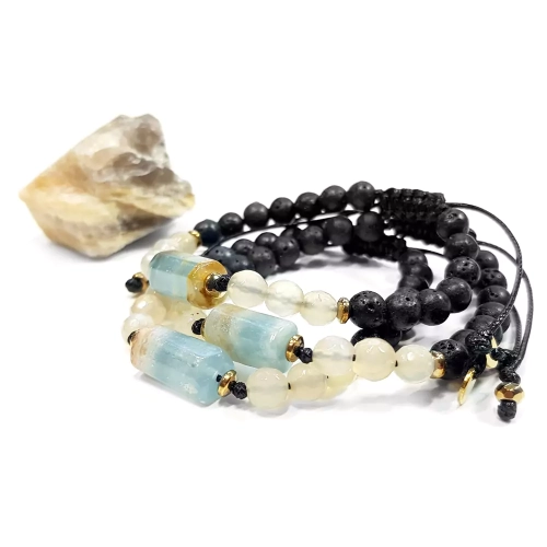 SZN936 WEBP Bransoletka niebieski chalcedon żółty agat i lawa wulkaniczna Magneska biżuteria sklep online 2.webp