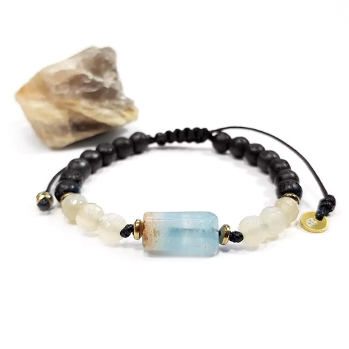 SZN936 WEBP Bransoletka niebieski chalcedon żółty agat i lawa wulkaniczna Magneska biżuteria sklep online.webp