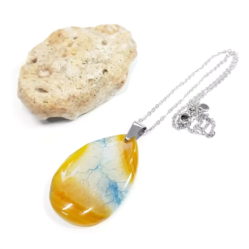 NAW849 WEBP Naszyjnik unikat żółty agat z kwarcem Magneska biżuteria.webp