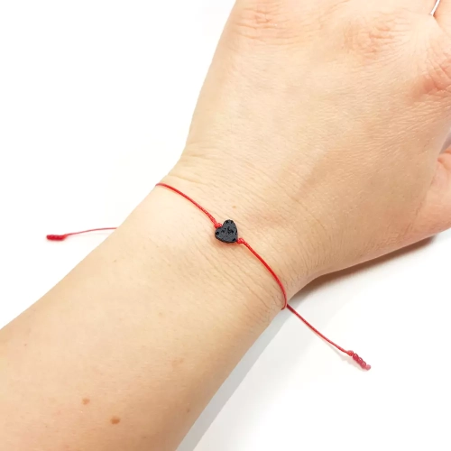 WishYou131 WEBP Bransoletka lawa wulkaniczna serce na czerwonej nitce Magneska biżuteria 2.webp