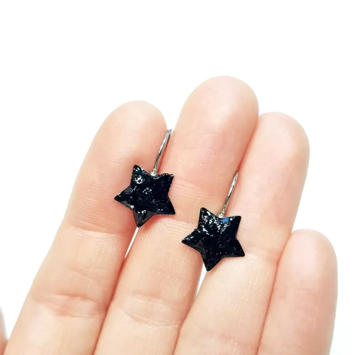 KST669 WEBP Kolczyki wiszące czarny turmalin gwiazdki Magneska biżuteria 2.webp