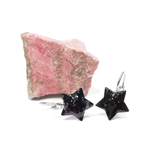 KST669 WEBP Kolczyki wiszące czarny turmalin gwiazdki Magneska biżuteria.webp