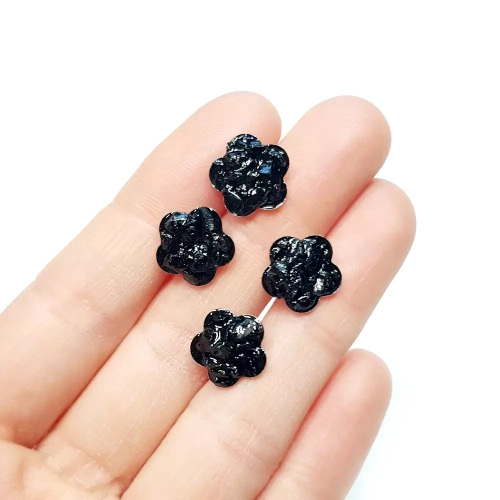 KST671 WEBP Kolczyki sztyfty czarny turmalin kwiatki Magneska biżuteria 2.webp