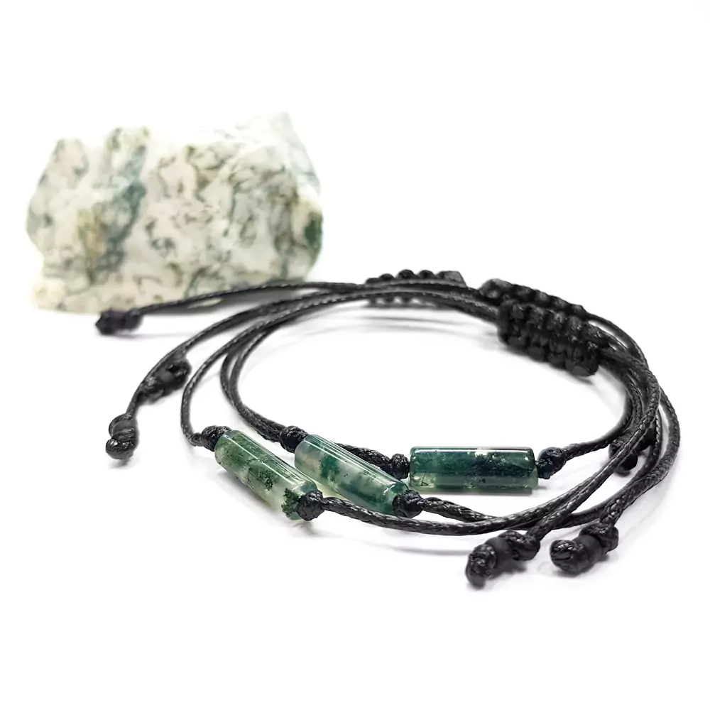 SZN948 WEBP Bransoletka aghat mszysty patyczek na czarnym sznurku Magneska biżuteria bransoletki na sznurku.webp