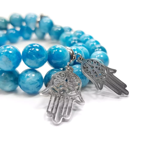 KAM809 WEBP Bransoletka apatyt niebieski z hamsa ręka fatimy Magneska biżuteria 2.webp