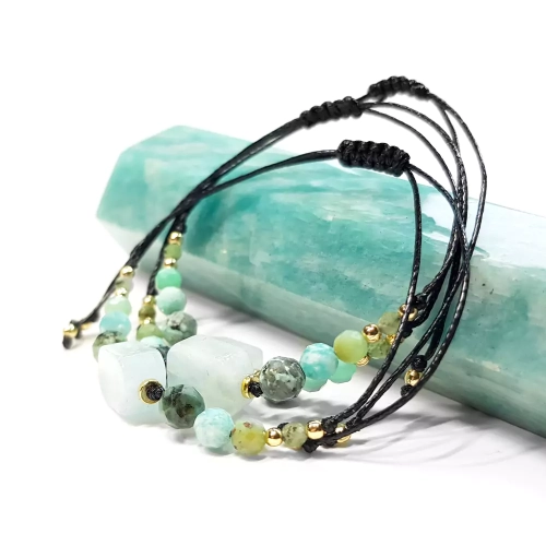 SZN955 WEBP Bransoletka akwamaryn, turkus, amazonit, chryzopraz, tsavoryt, hematyt Magneska bransoletki na sznurku z kamieni naturalnych 2.webp