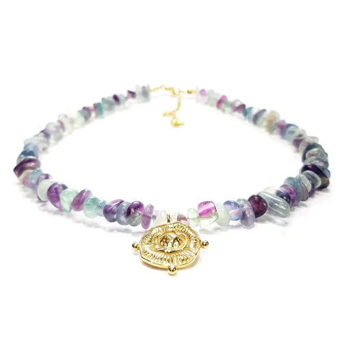 NAW862 WEBP Naszyjnik choker fluoryt tęczowy Magneska biżuteria 5.webp