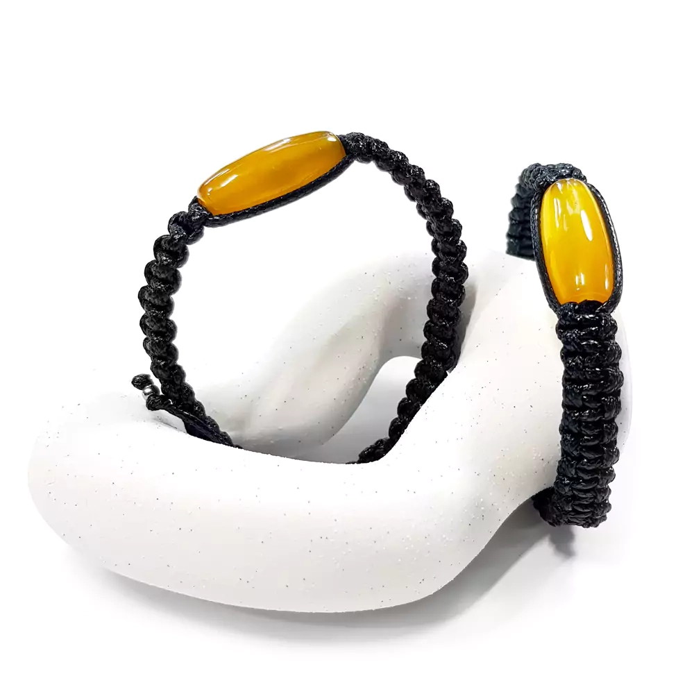 MES302 WEBP Bransoletka żółty agat makrama Magneska biżuteria męska.webp