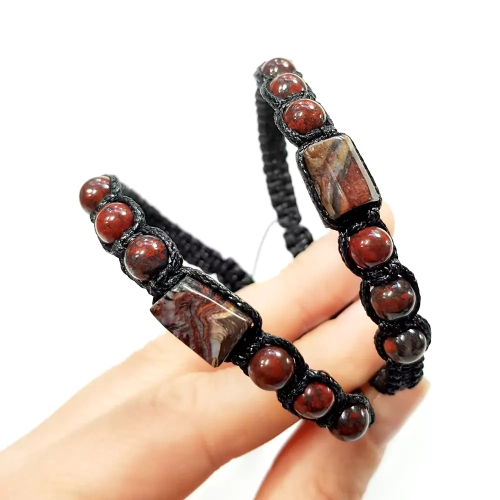 MES303 WEBP Bransoletka męska makramowa pietersyt i jaspis brekcja Magneska biżuteria.webp