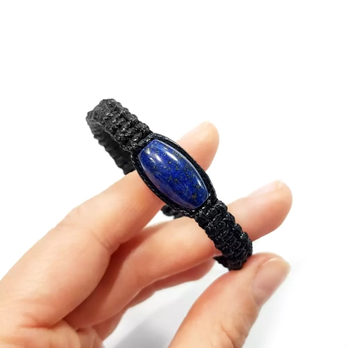 MES305 WEBP Bransoletka makramowa lapis lazuli Magneska biżuteria męska 2.webp