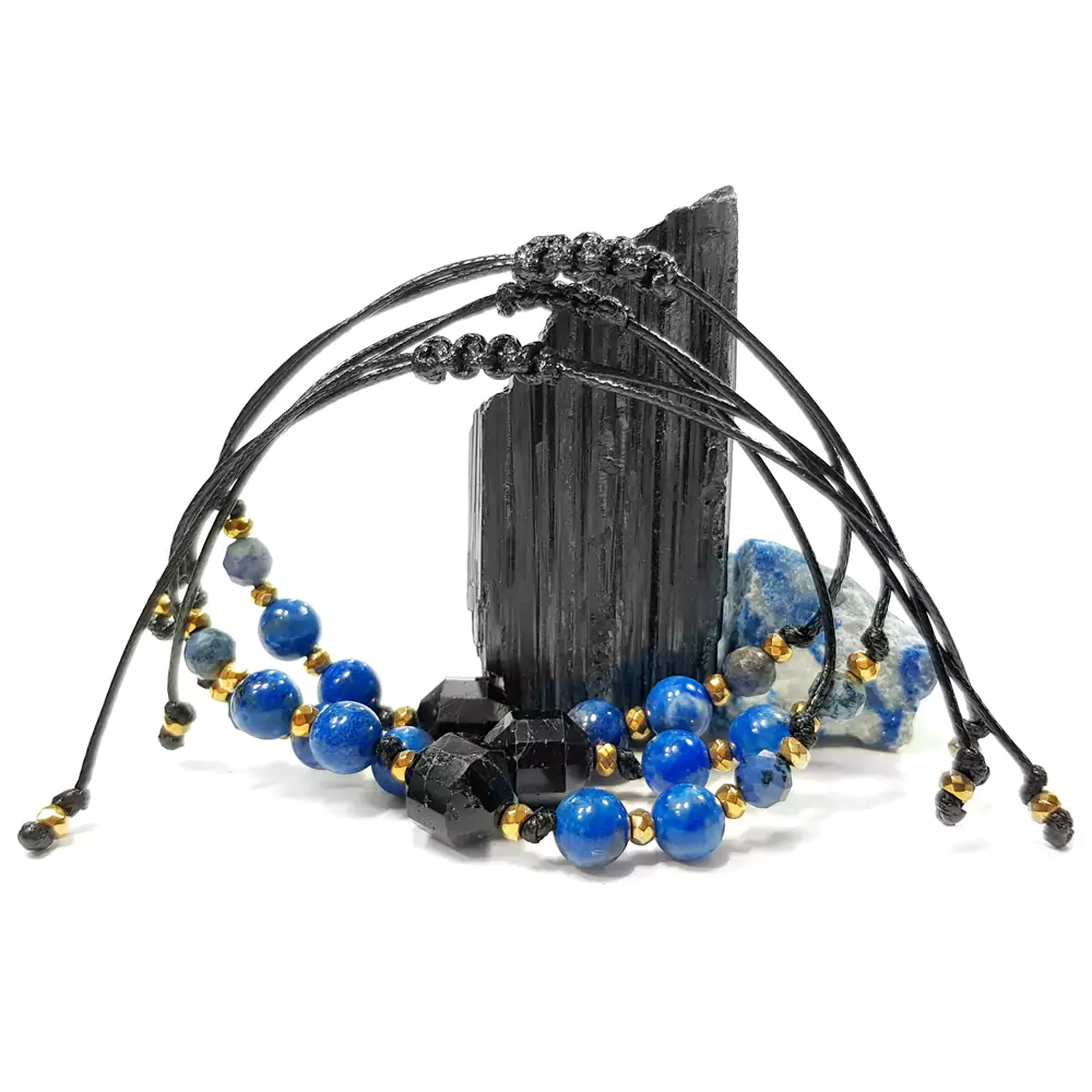 SZN961 WEBP Bransoletka czarny turmalin, lapis lazuli, dumortieryt i hematyt Magneska biżuteria z kamieni naturalnych.webp