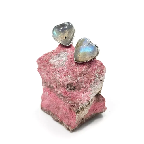 KST688 WEBP Kolczyki sztyfty labradoryt serca stal chirurgiczna Magneska biżuteria.webp