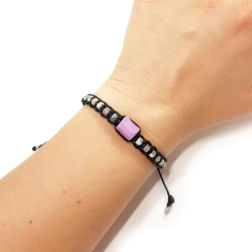 SZN965 WEBP Bransoletka makramowa fosfosyderyt, jaspis lotus, różowy awenturyn Magneska biżuteria 3.webp