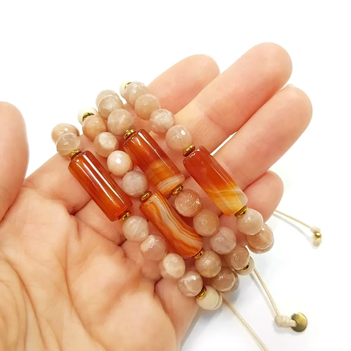 SZN966 WEBP Bransoletka Pebbles Magneska karneol, kamień słoneczny i kamień rzeczny biżuteria handmade 3.webp