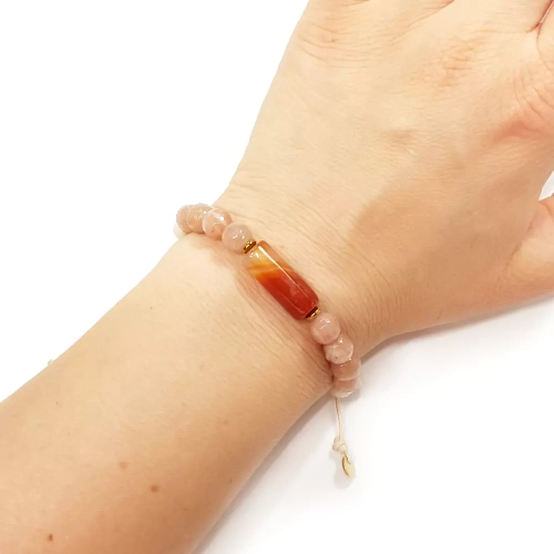 SZN966 WEBP Bransoletka Pebbles Magneska karneol, kamień słoneczny i kamień rzeczny biżuteria handmade 4.webp