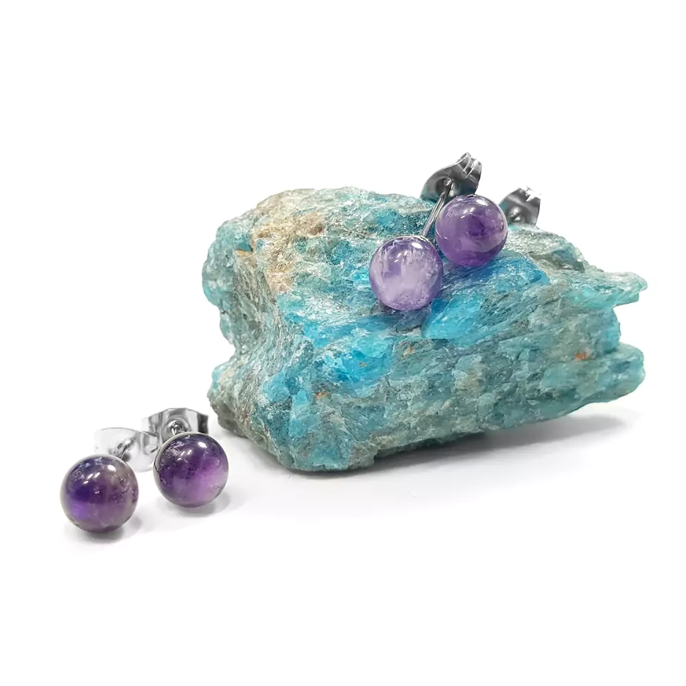 KST692 WEBP Kolczyki sztyfty kuleczki ametyst Magneska biżuteria z kamieni naturalnych.webp