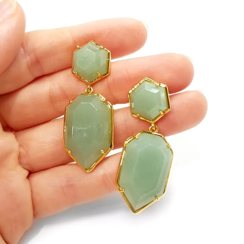 KST693 WEBP Kolczyki awenturyn w złotej oprawie Magneska biżuteria 2.webp