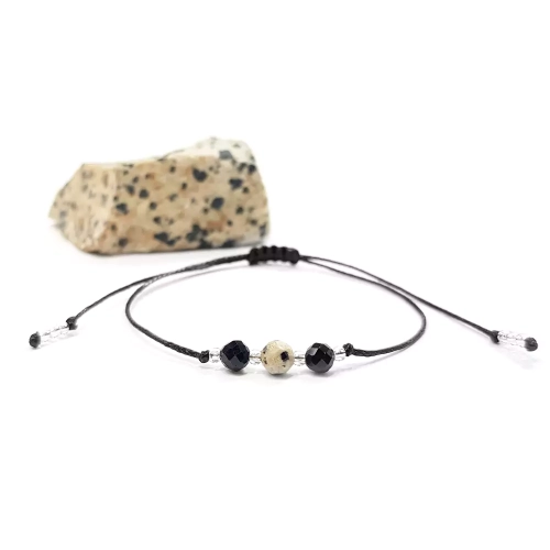 LUNAR030 WEBP Bransoletka Lunar jaspis dalmatyńczyk i czarny turmalin Magneska biżuteria 2.webp