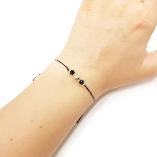 LUNAR030 WEBP Bransoletka Lunar jaspis dalmatyńczyk i czarny turmalin Magneska biżuteria 3.webp