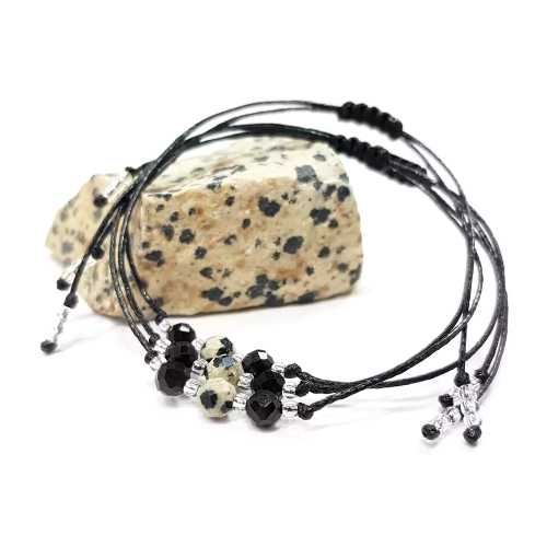 LUNAR030 WEBP Bransoletka Lunar jaspis dalmatyńczyk i czarny turmalin Magneska biżuteria.webp