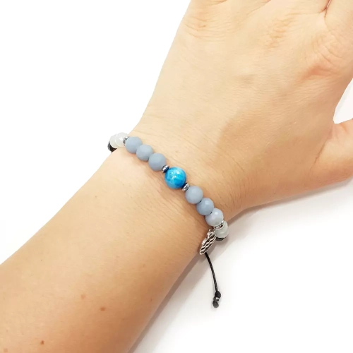 SZN969 WEBP Bransoletka Wodnik apatyt niebieski, angelit, akwamaryn, larvikit i hematyt Magneska biżuteria 3.webp