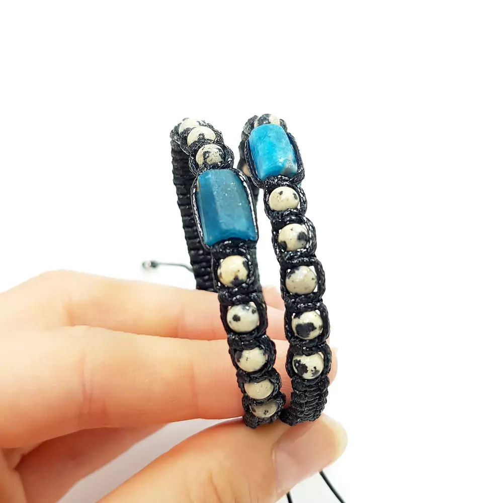 SZN973 WEBP Bransoletka apatyt i jaspis dalmatyńczyk Magneska biżuteria.webp