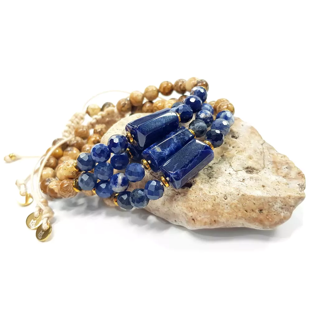 SZN978 WEBP Bransoletka sodalit i jaspis pejzażowy Magneska biżuteria z kamieni naturalnych.webp