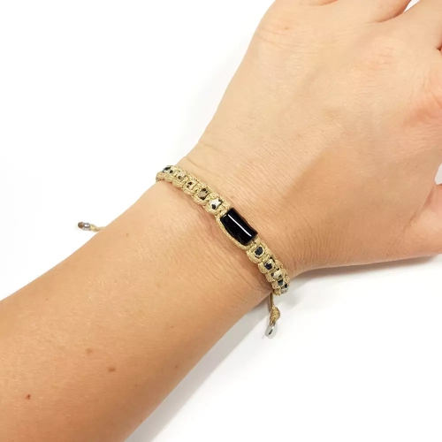 SZN987 WEBP Bransoletka makramowa czarny turmalin i jaspis dalmatyńczyk Magneska biżuteria z kamieni naturalnych 4.webp