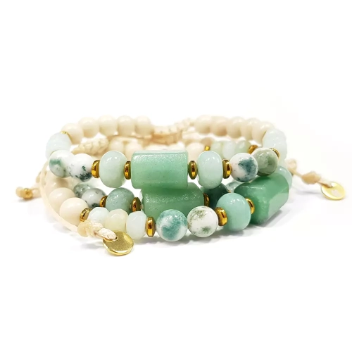 SZN988 WEBP Bransoletka Pebbles awenturyn, amazonit, agat mszysty, kamień rzeczny i hematyt Magneska biżuteria 3.webp