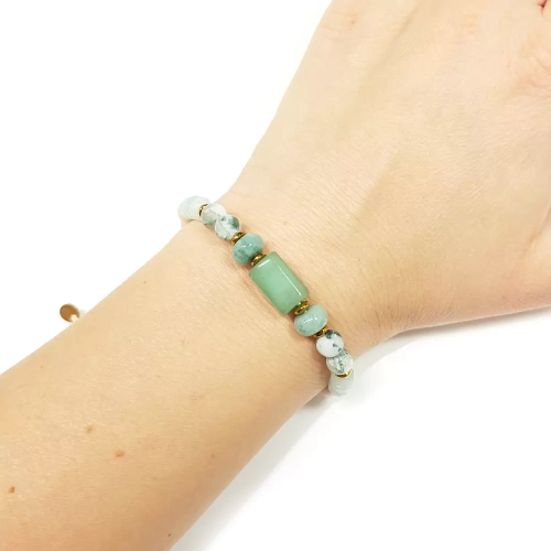 SZN988 WEBP Bransoletka Pebbles awenturyn, amazonit, agat mszysty, kamień rzeczny i hematyt Magneska biżuteria 4.webp