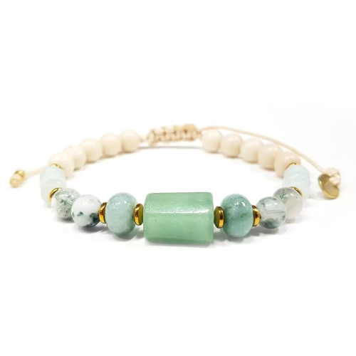 SZN988 WEBP Bransoletka Pebbles awenturyn, amazonit, agat mszysty, kamień rzeczny i hematyt Magneska biżuteria.webp