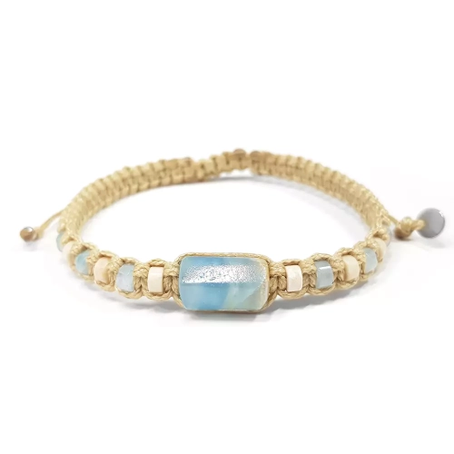 MES309 WEBP Brasoletka męska kalcyt niebieski, kamień rzeczny i akwamaryn biżuteria makramowa.webp