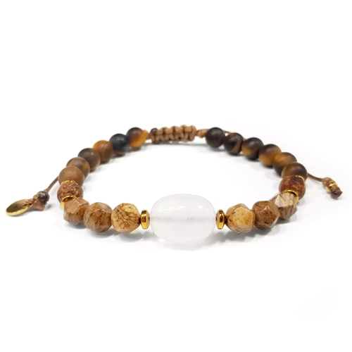 SZN991 WEBP Bransoletka Pebbles kwarc różowy, jaspis pejzażowy, agat brązowy, tygrysie oko i hematyt Magneska biżuteria 3.webp