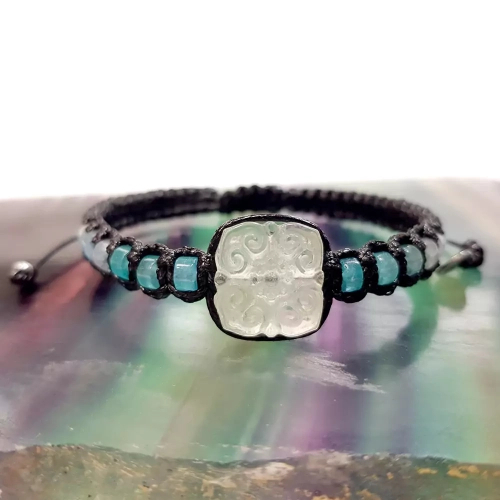 SZN993 WEBP Bransoletka makramowa fluoryt i akwamaryn Magneska biżuteria 2.webp