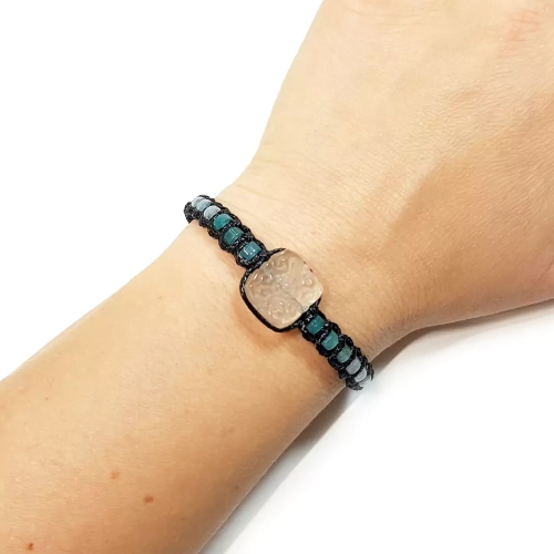 SZN993 WEBP Bransoletka makramowa fluoryt i akwamaryn Magneska biżuteria 4.webp