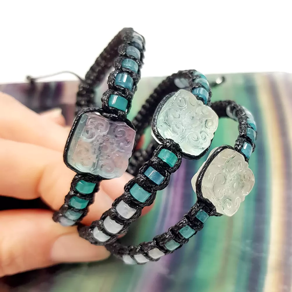 SZN993 WEBP Bransoletka makramowa fluoryt i akwamaryn Magneska biżuteria.webp