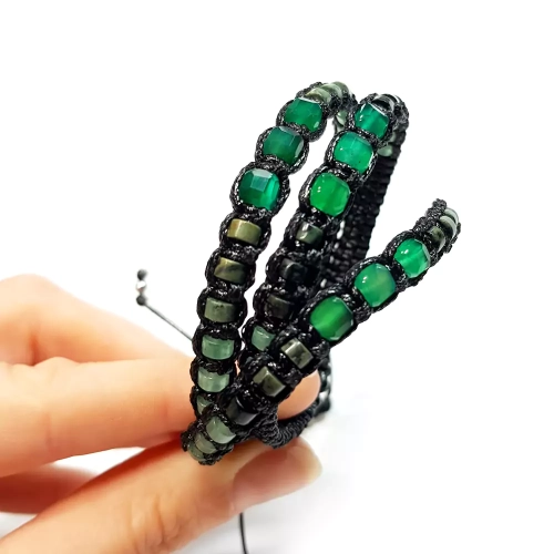 MES311 WEBP Bransoletka męska agat zielony, jaspis kambaba i awenturyn Magneska biżuteria 2.webp