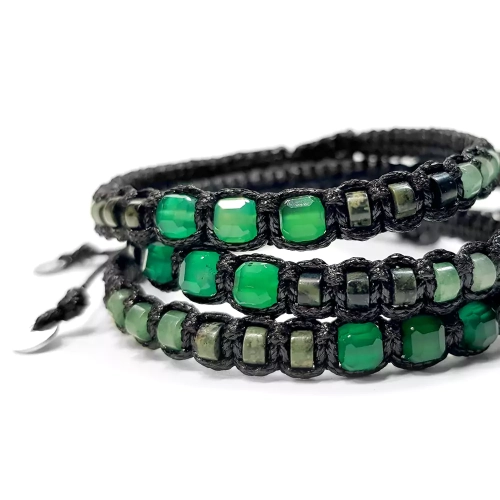 MES311 WEBP Bransoletka męska agat zielony, jaspis kambaba i awenturyn Magneska biżuteria.webp