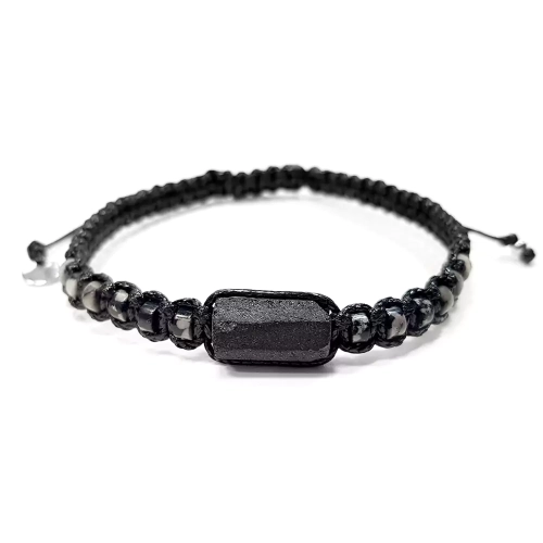 MES312 WEBP Bransoletka męska czarny turmalin, obsydian śnieżny i jaspis szary Magneska biżuteria 2.webp