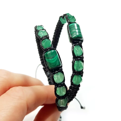 MES314 WEBP Bransoletka męska malachit i zielony agat Magneska biżuteria 3.webp