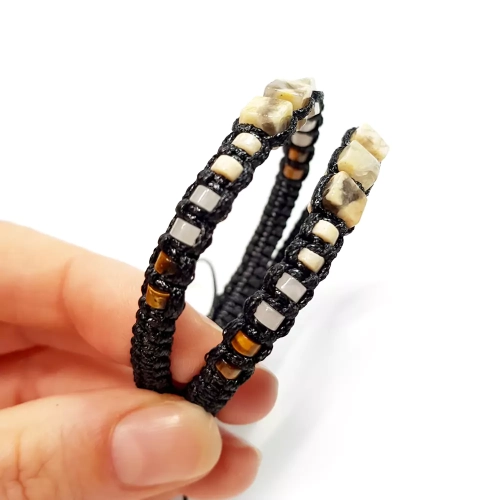 MES315 WEBP Bransoletka opal żółty, kamień rzeczny, różowy awenturyn i tygrysie oko Magneska biżuteria męska z kamieni naturalnych 3.webp