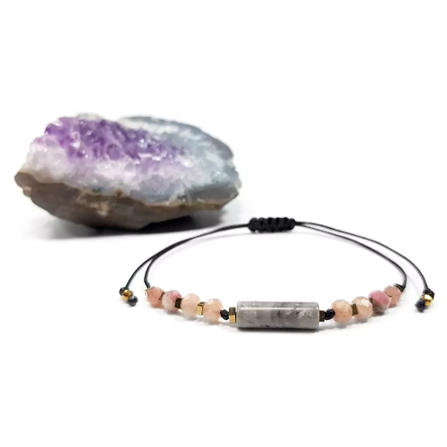 SZN1001 WEBP Bransoletka jaspis szary, kamień słoneczny, rodonit i hematyt Magneska biżuteria 2.webp