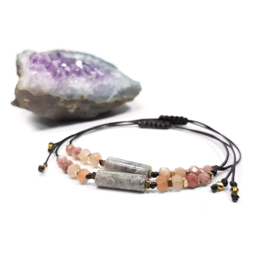 SZN1001 WEBP Bransoletka jaspis szary, kamień słoneczny, rodonit i hematyt Magneska biżuteria 3.webp