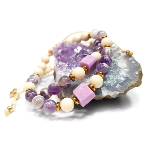 SZN1002 WEBP Bransoletka Pebbles fosfosyderyt, kamień rzeczny, amazonit i hematyt Magneska biżuteria z kamieni naturalnych.webp