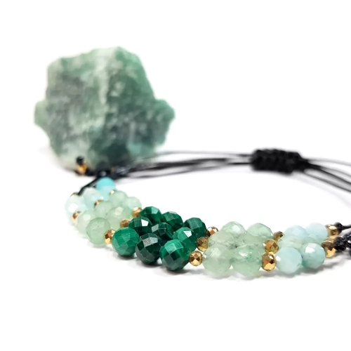 SZN1004 WEBP Bransoletka malachit, awenturyn, amazonit i hematyt Magneska biżuteria z kamieni naturalnych 2.webp