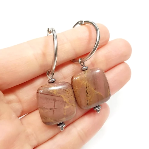 KST706 WEBP Kolczyki wiszące kółeczka jaspis polichromowy Magneska biżuteria.webp