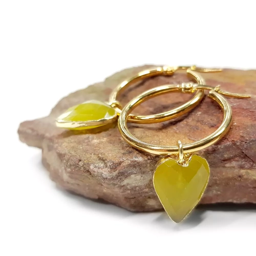 KST708 WEBP Kolczyki wiszące kółeczka serca żółty agat Magneska biżuteria z kamieni naturalnych 3.webp