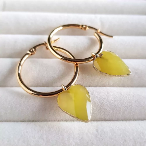 KST708 WEBP Kolczyki wiszące kółeczka serca żółty agat Magneska biżuteria z kamieni naturalnych 4.webp