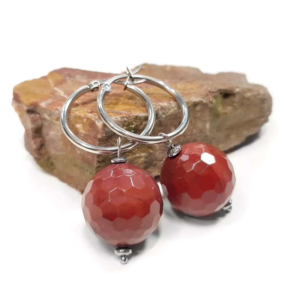 KST712 WEBP Kolczyki bordowy mokait na srebrnych kółeczkach Magneska bizuteria z kamieni naturalnych.webp